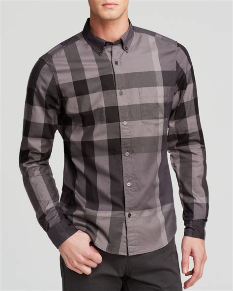 grey burberry button up shirt|Burberry designer button down shirts.